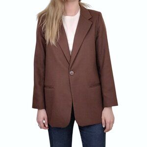 SAG HARBOR Vintage Brown Wool Single Button Blazer Suit Jacket women's small/med